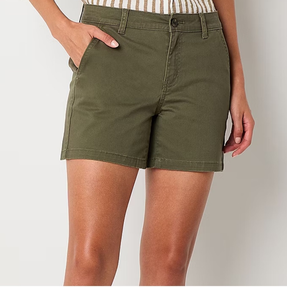 a.n.a Women’s Oregano Mid-waist Midi Shorts Tailored Cotton Blend